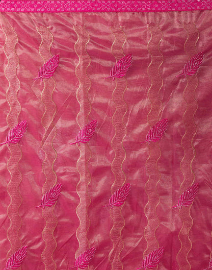 Rani Pink Shimmer Stone Work Embroidery Saree