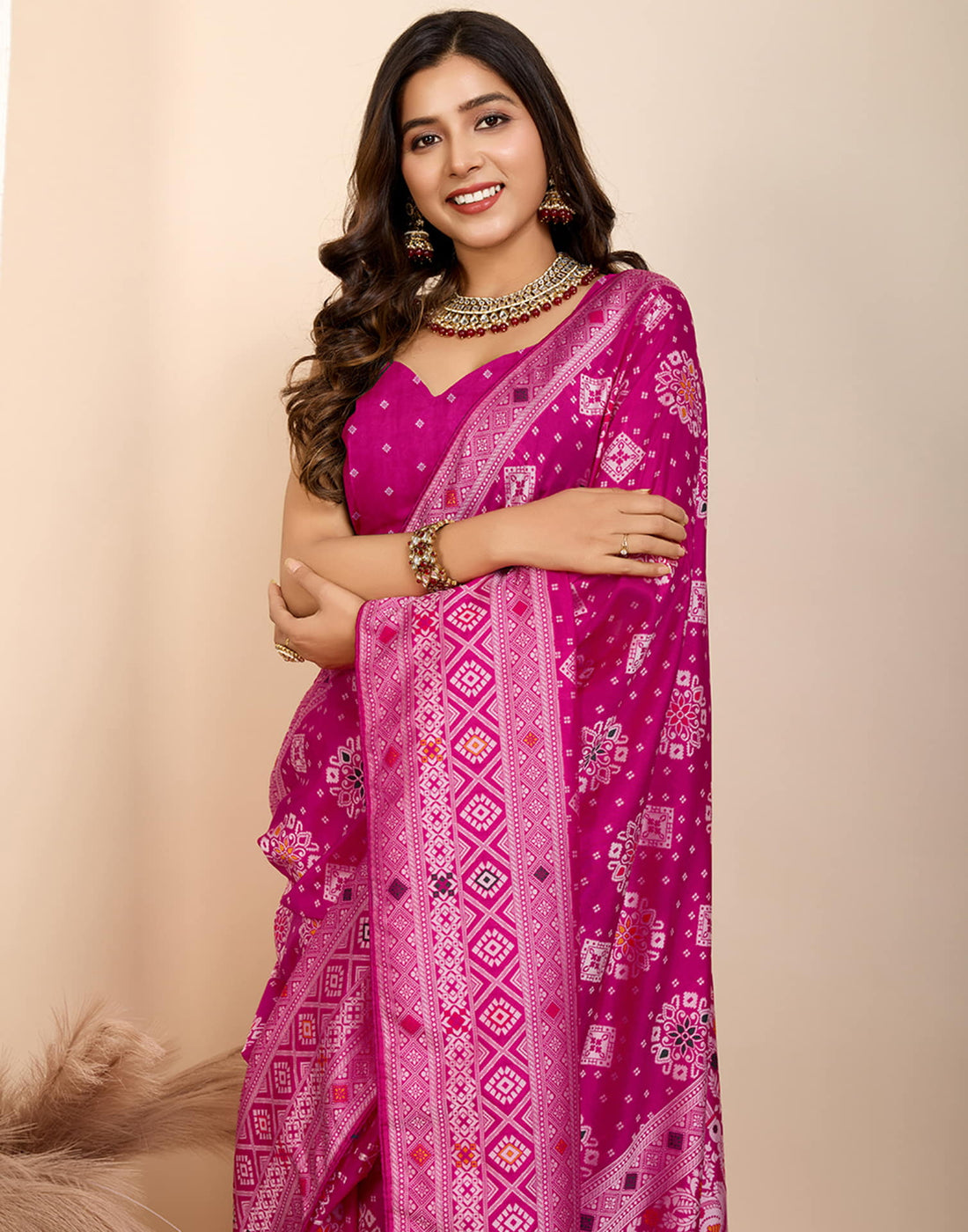 Rani Pink Silk Woven Banarasi Saree
