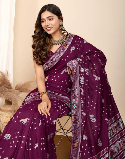 Wine Silk Woven Banarasi Saree