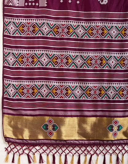 Wine Silk Woven Banarasi Saree