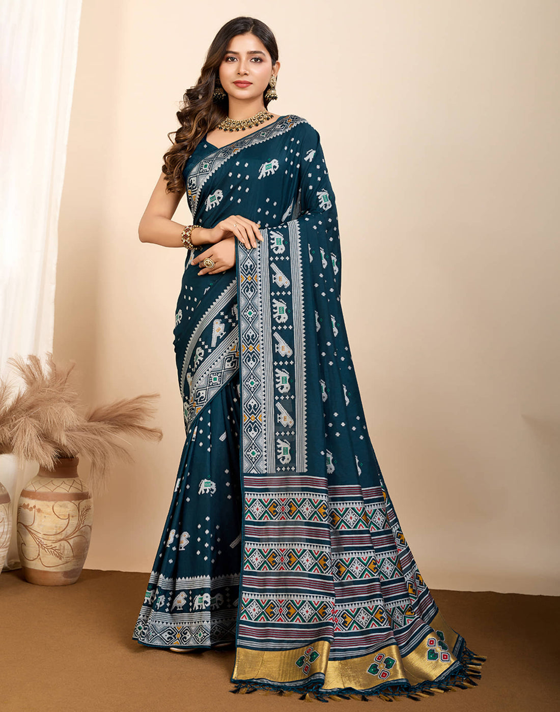 Rama Blue Silk Woven Banarasi Saree