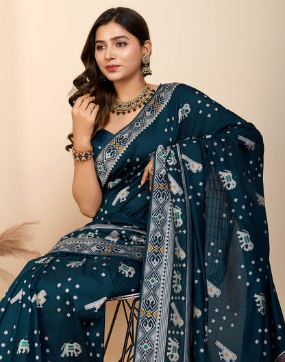 Rama Blue Silk Woven Banarasi Saree