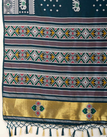 Rama Blue Silk Woven Banarasi Saree