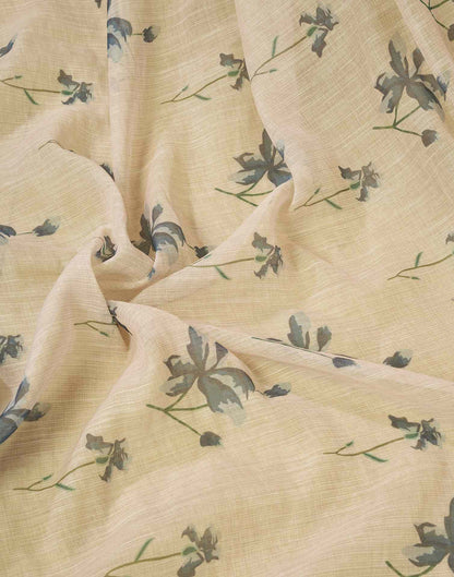 Ready to Wear Dark Beige Linen Floral Printed Saree