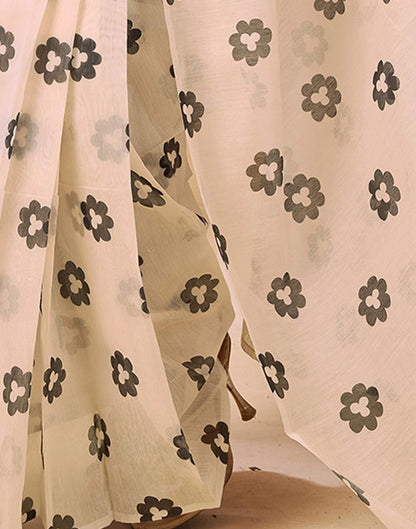 Ready to Wear Beige Chanderi Floral Printed Saree