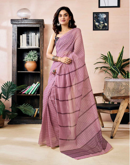 Ready to Wear Pink Chanderi Printed Saree