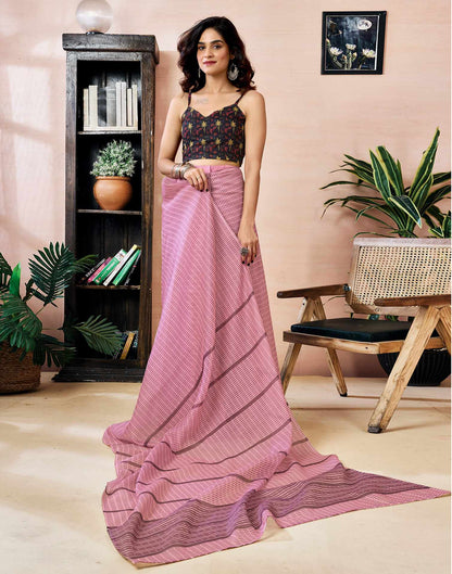 Ready to Wear Pink Chanderi Printed Saree