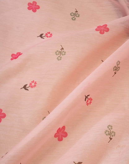 Ready to Wear Light Peach Chanderi Floral Printed Saree