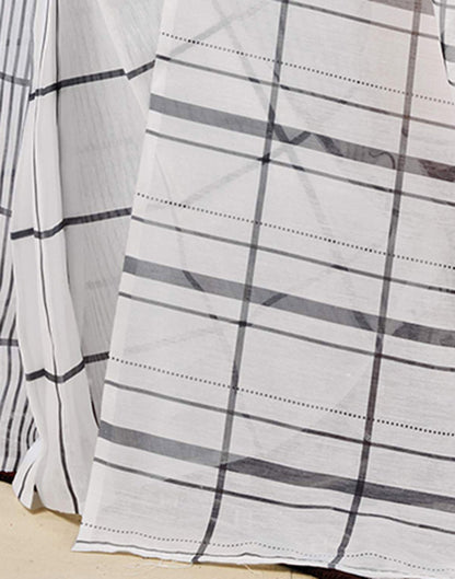 Ready to Wear White Chanderi Printed Saree