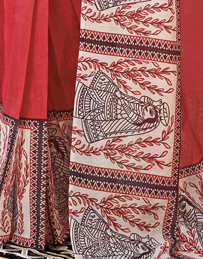 Ready to Wear Red Chanderi Zari Printed Saree