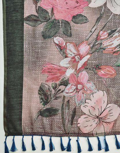 Mauve Linen Printed Saree