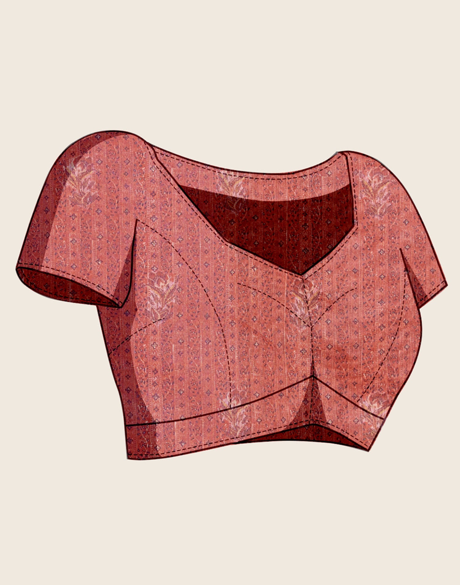 Red Linen Printed Saree