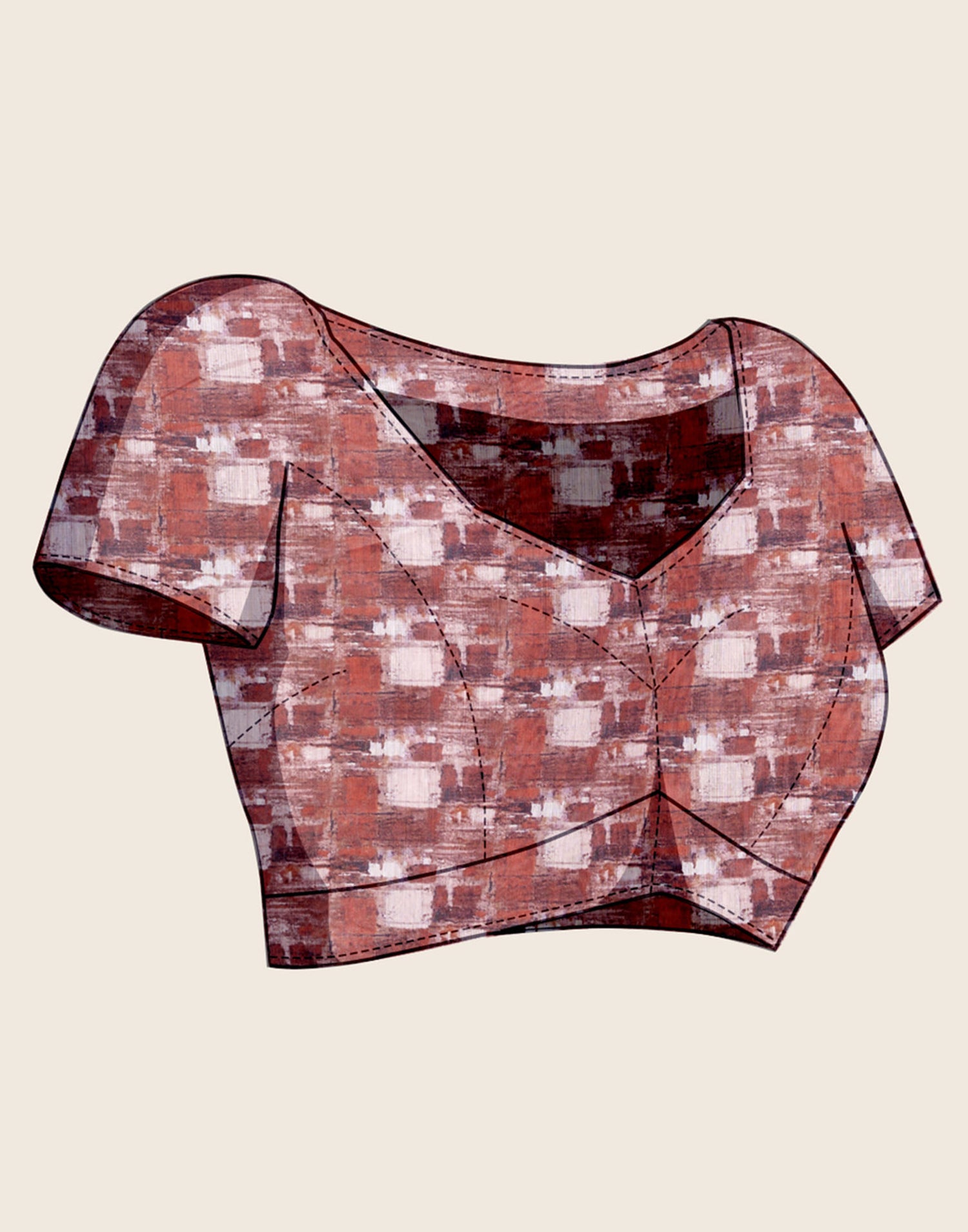 Brown Linen Printed Saree