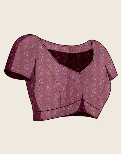 Dusty Pink Linen Printed Saree