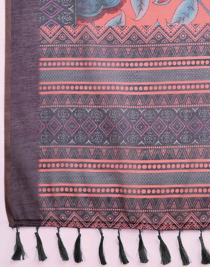 Rose Pink Linen Printed Saree