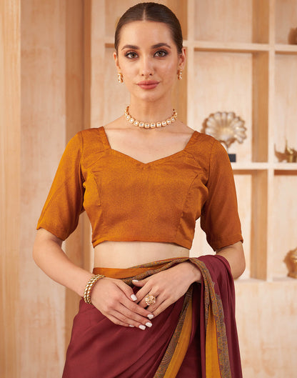 Maroon Silk Printed Saree