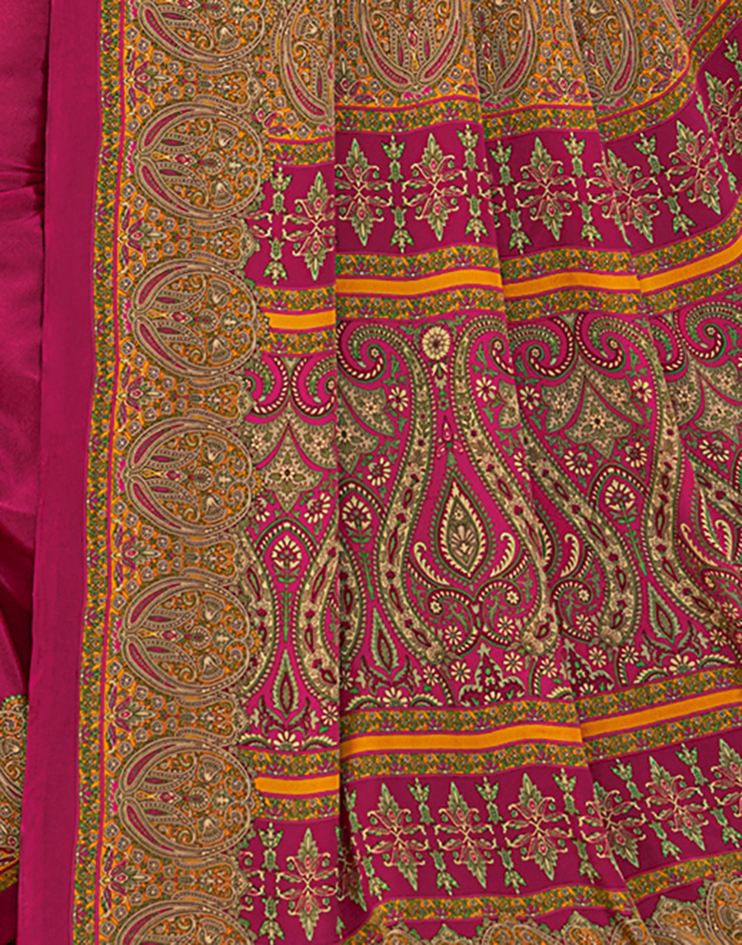 Rani Pink Silk Printed Saree