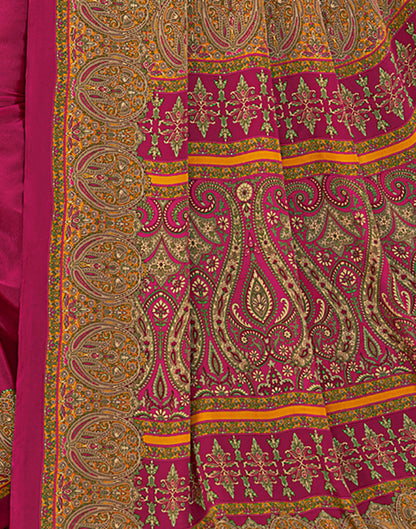 Rani Pink Silk Printed Saree