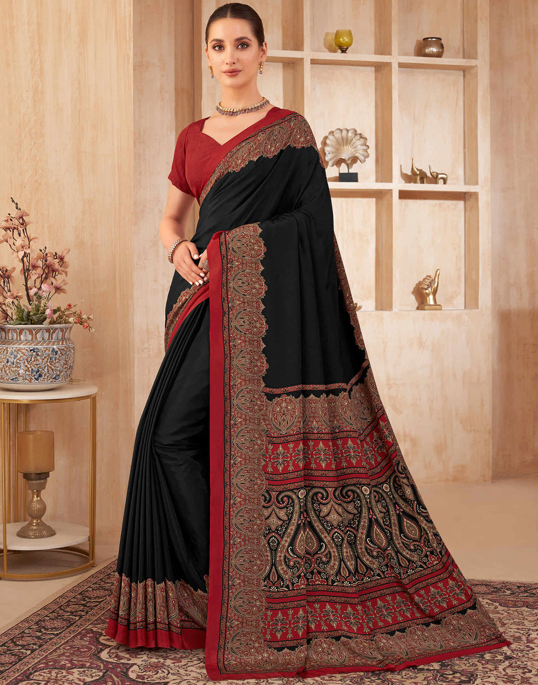 Black Silk Printed Saree