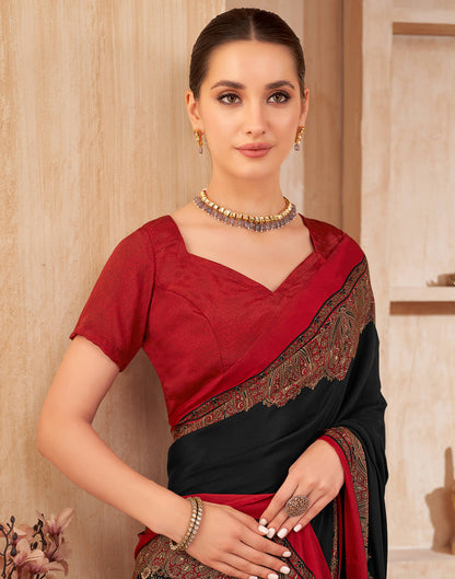 Black Silk Printed Saree
