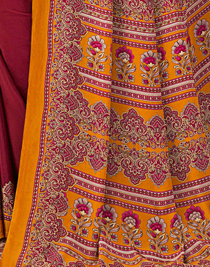 Maroon Silk Printed Saree