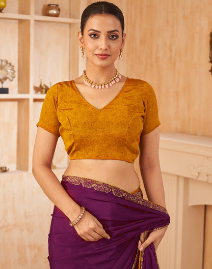 Wine Silk Printed Saree
