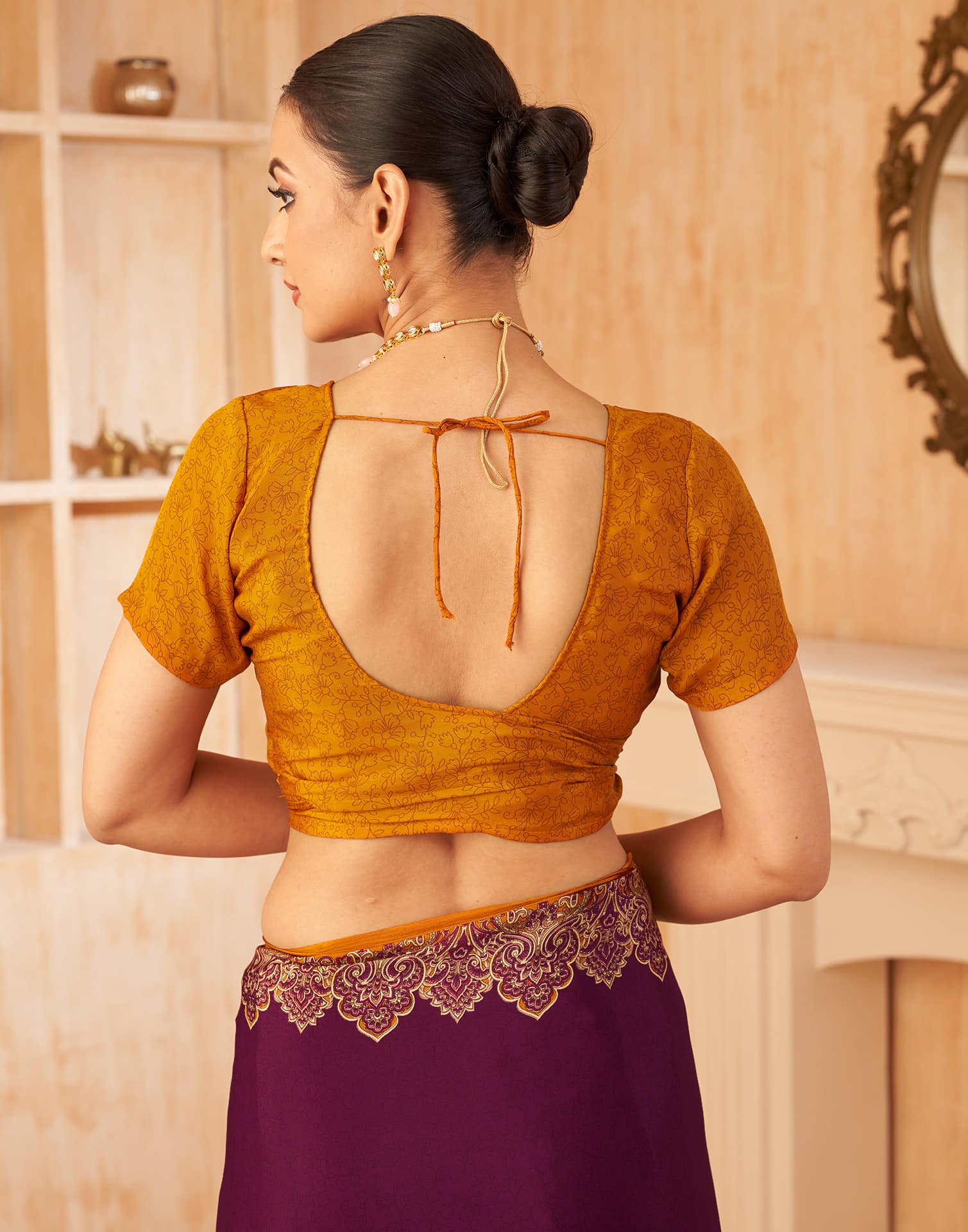 Wine Silk Printed Saree