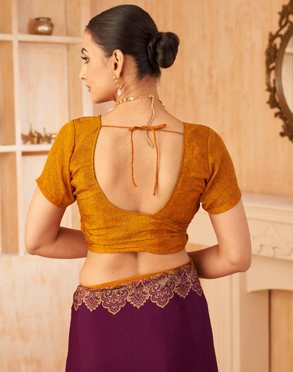 Wine Silk Printed Saree