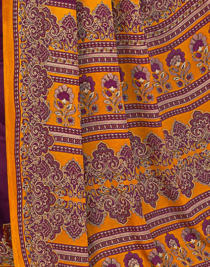 Wine Silk Printed Saree