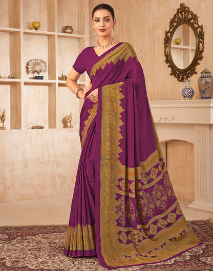 Wine Silk Printed Saree