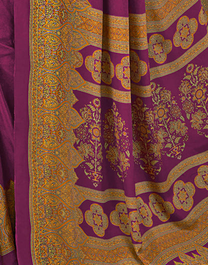 Wine Silk Printed Saree