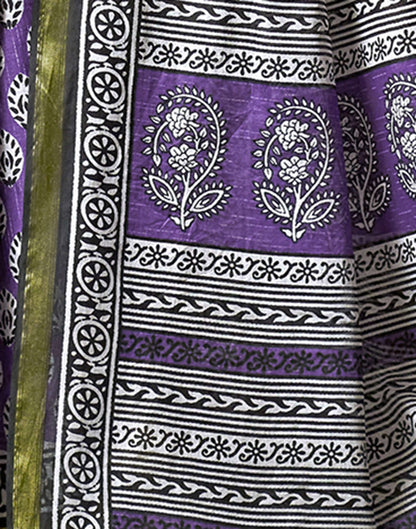 Purple Cotton Printed Saree