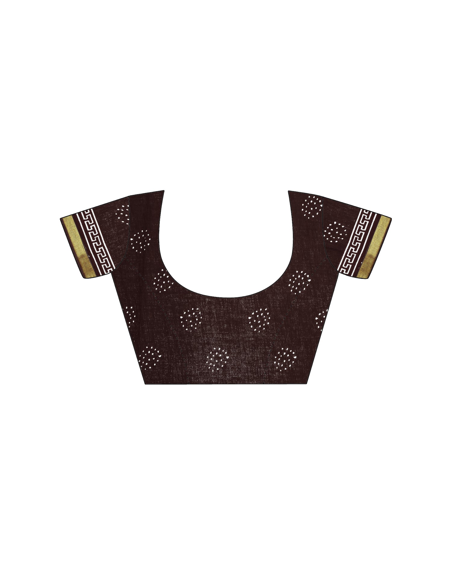 Dark Brown Cotton Printed Saree