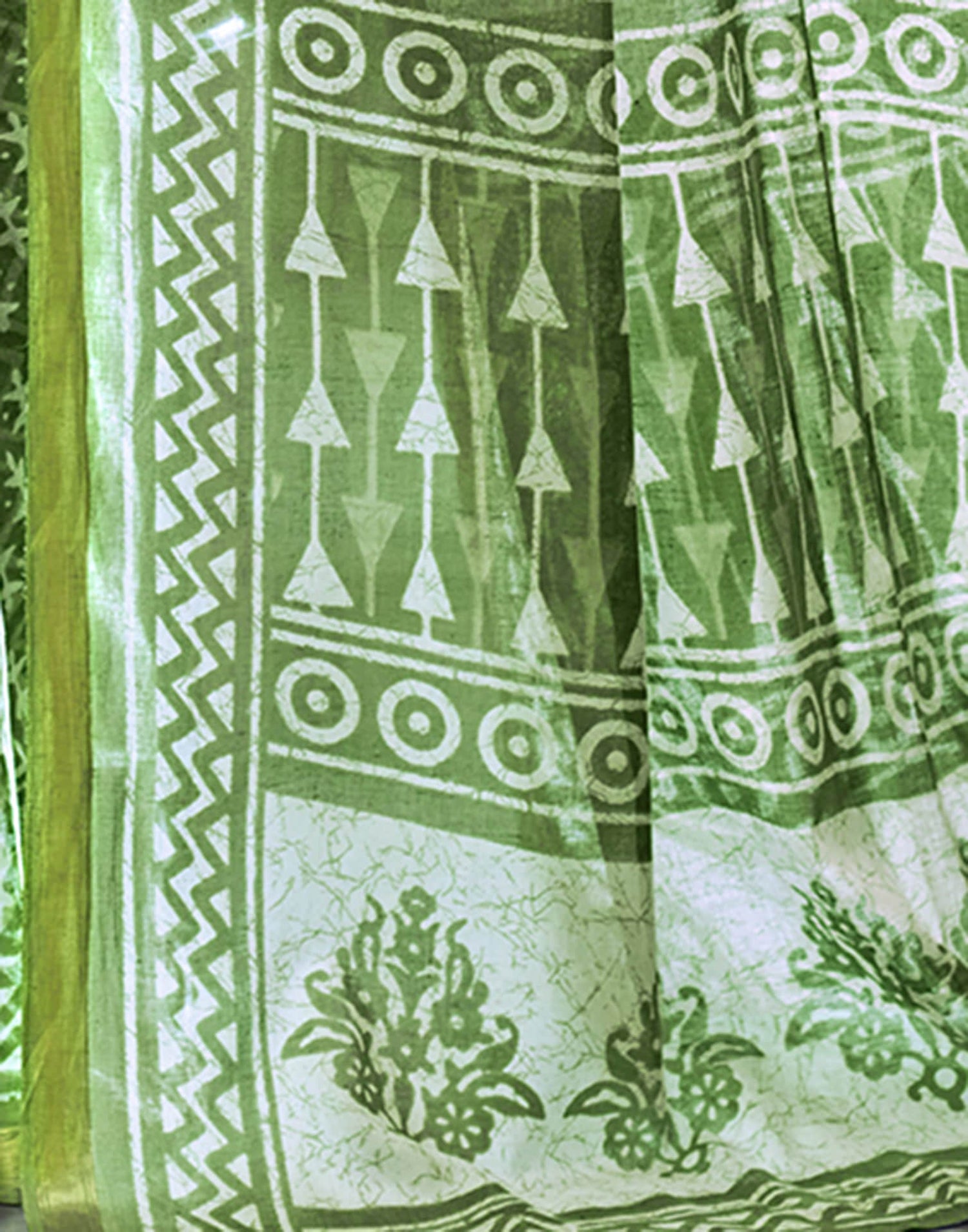 Light Green Cotton Printed Saree