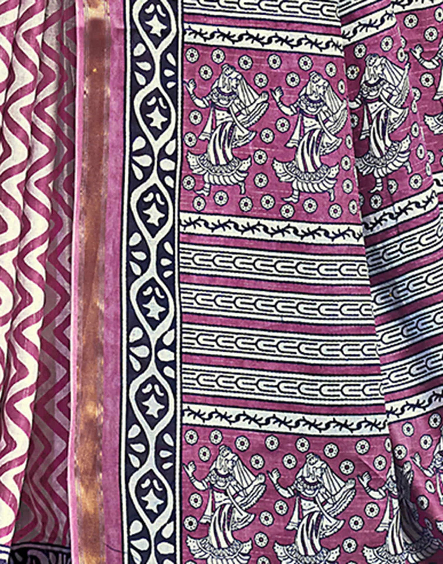 Dark Magenta Cotton Printed Saree