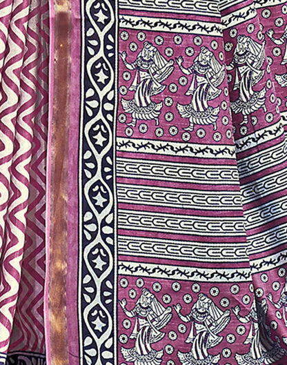 Dark Magenta Cotton Printed Saree