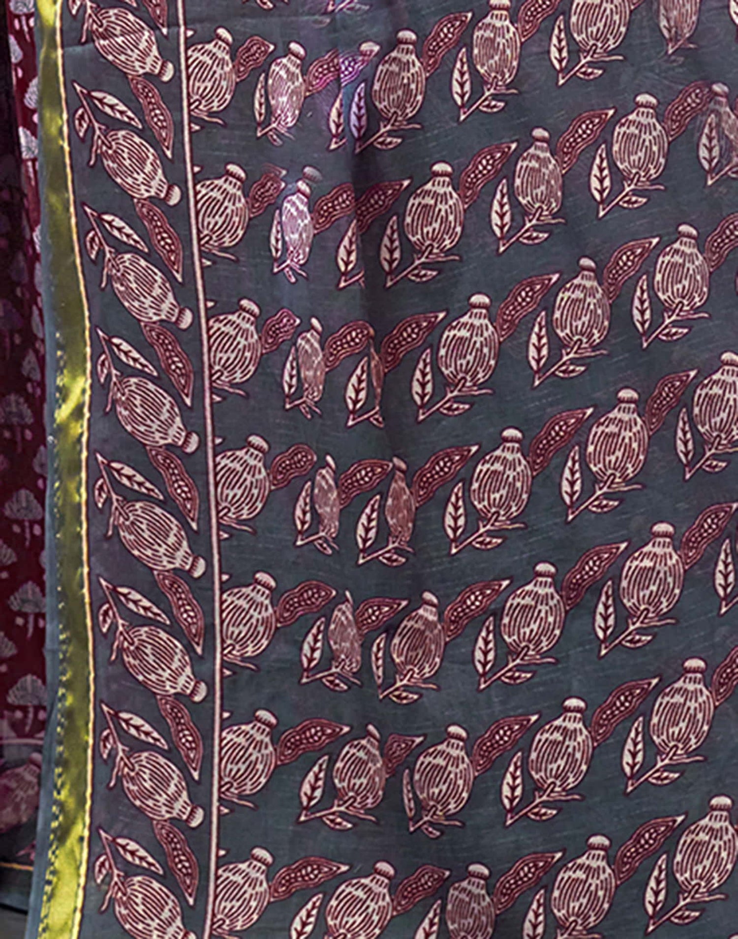 Maroon Cotton Printed Saree