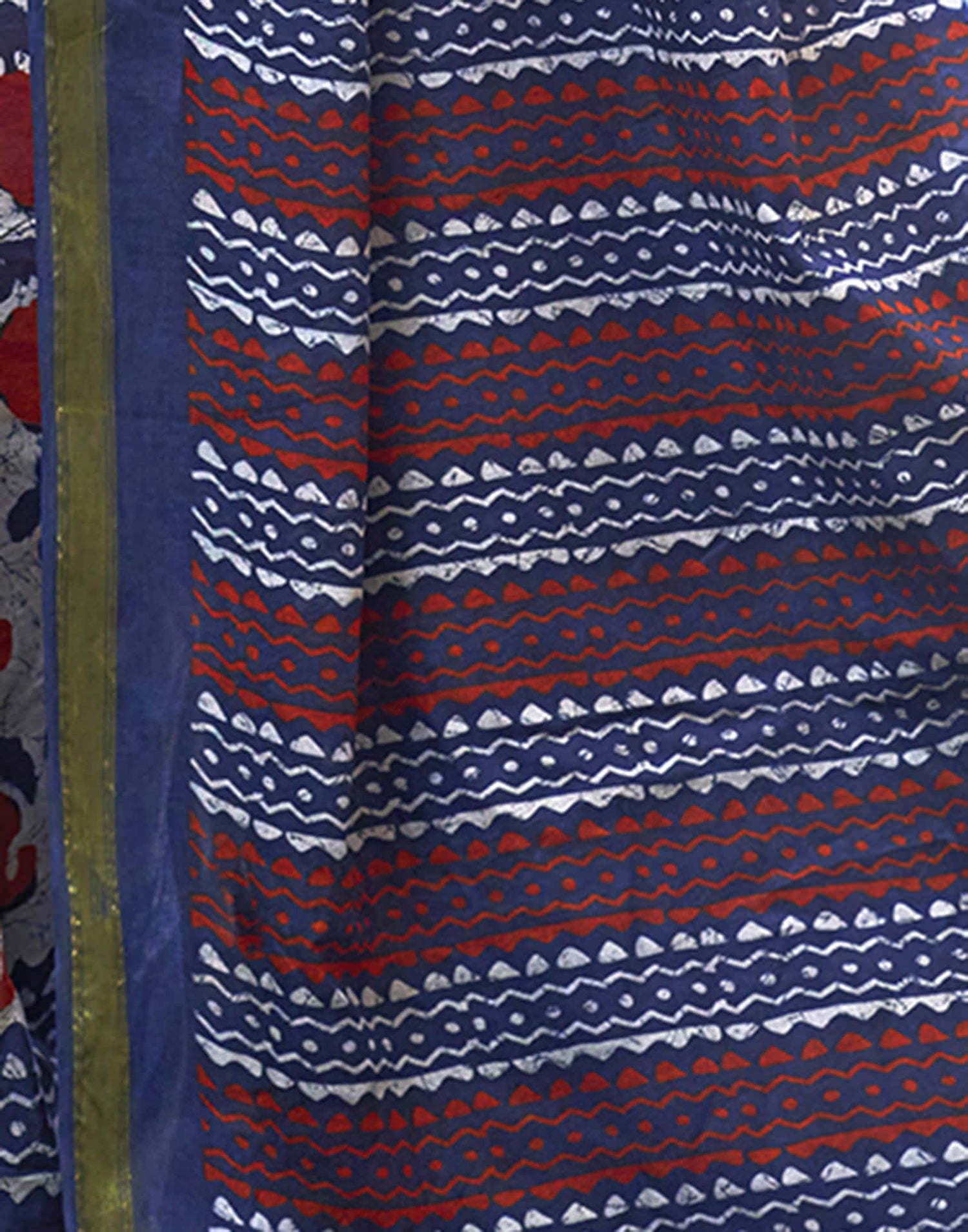 Navy Blue Cotton Printed Saree