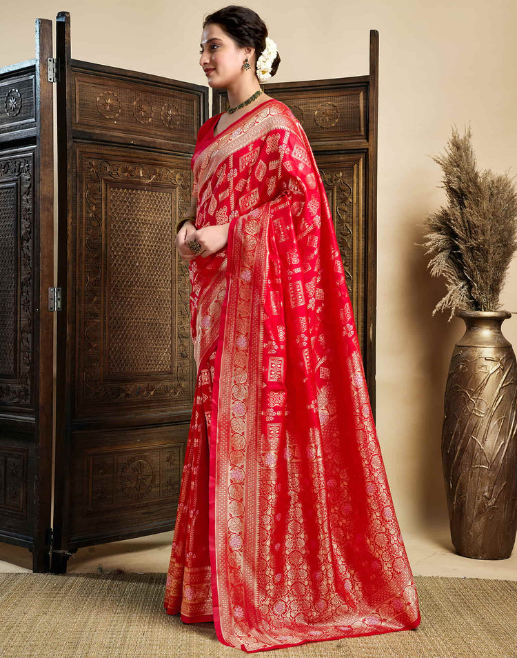 Red Silk Woven Banarasi Saree