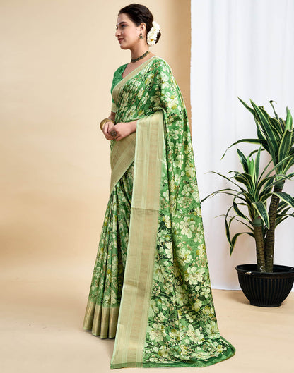 Green Dola Silk Printed Saree