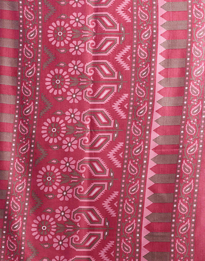 Rose Pink Dola Silk Printed Saree