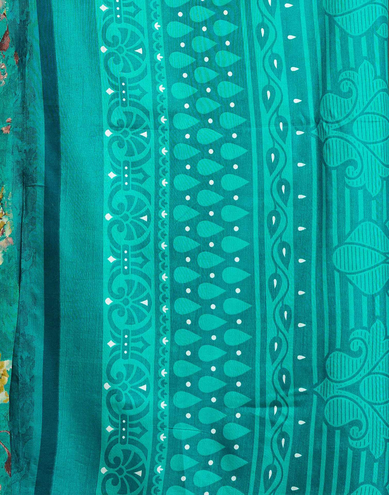 Teal Green Dola Silk Floral Printed Saree