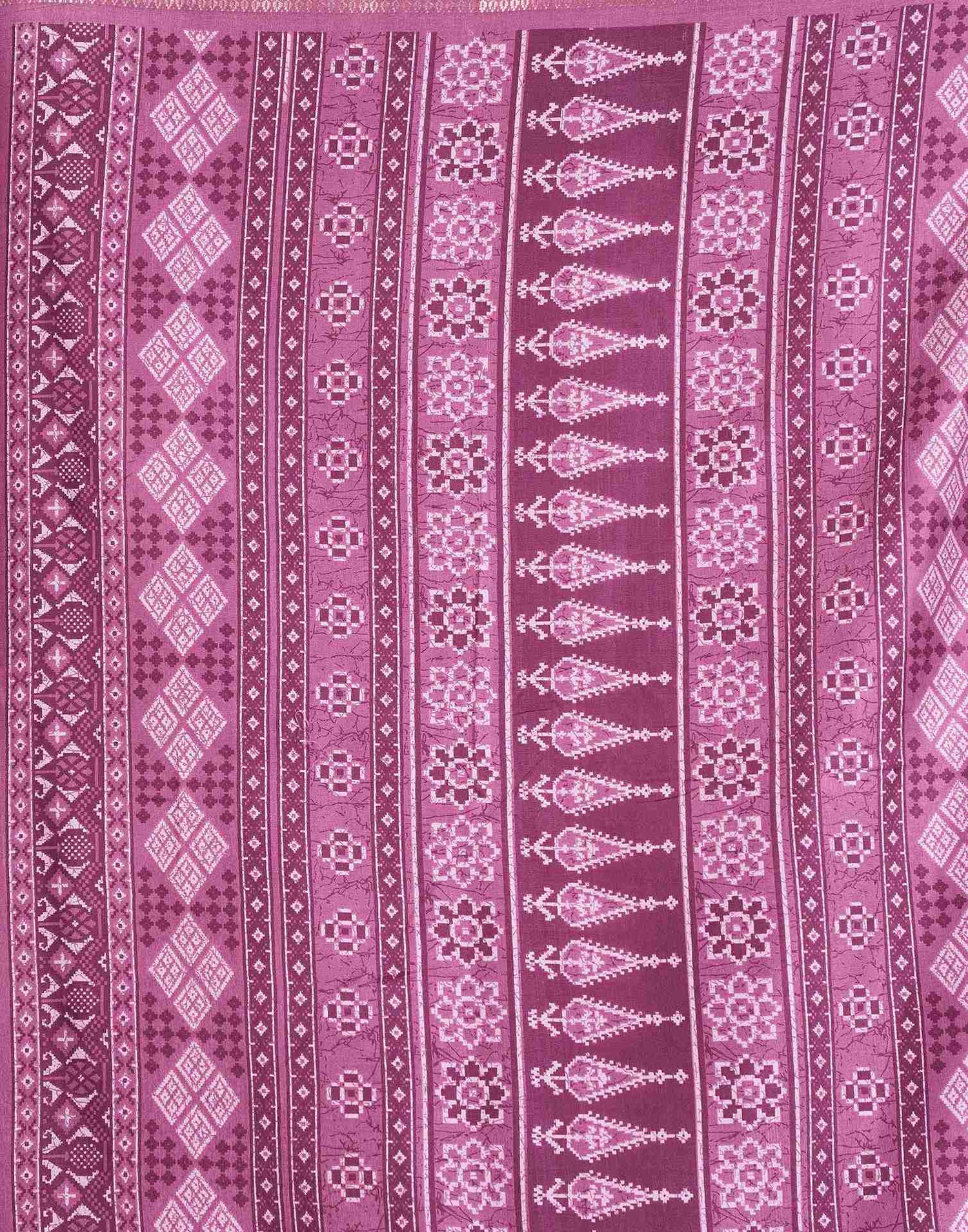 Dusty Purple Dola Silk Floral Printed Saree