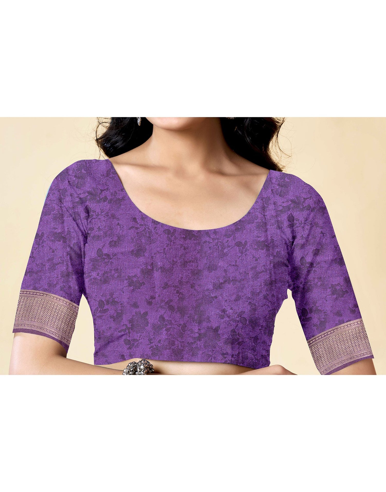 Purple Dola Silk Floral Printed Saree