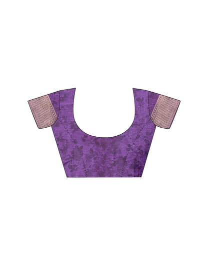 Purple Dola Silk Floral Printed Saree