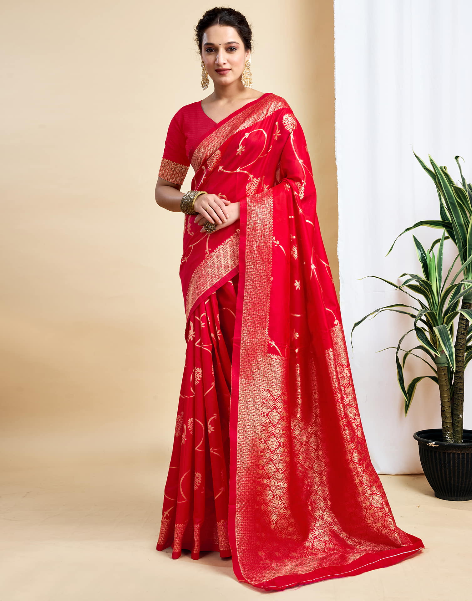 Red Silk Woven Banarasi Saree