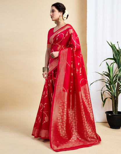 Red Silk Woven Banarasi Saree