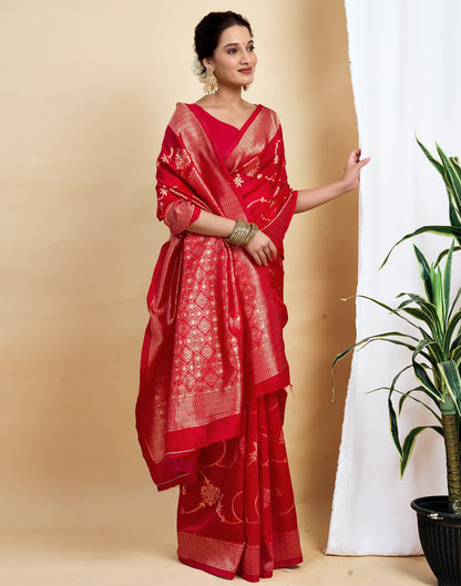 Red Silk Woven Banarasi Saree