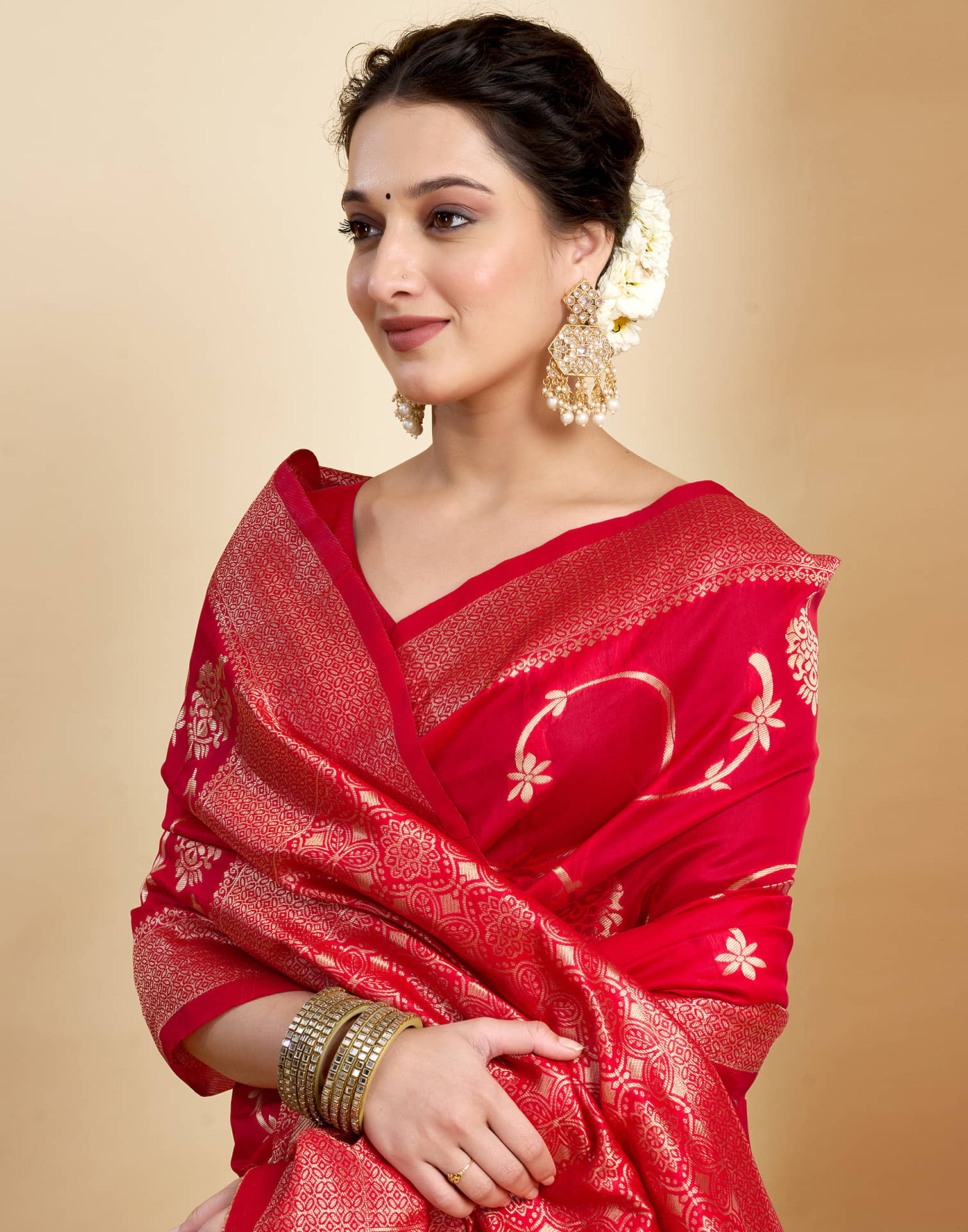 Red Silk Woven Banarasi Saree