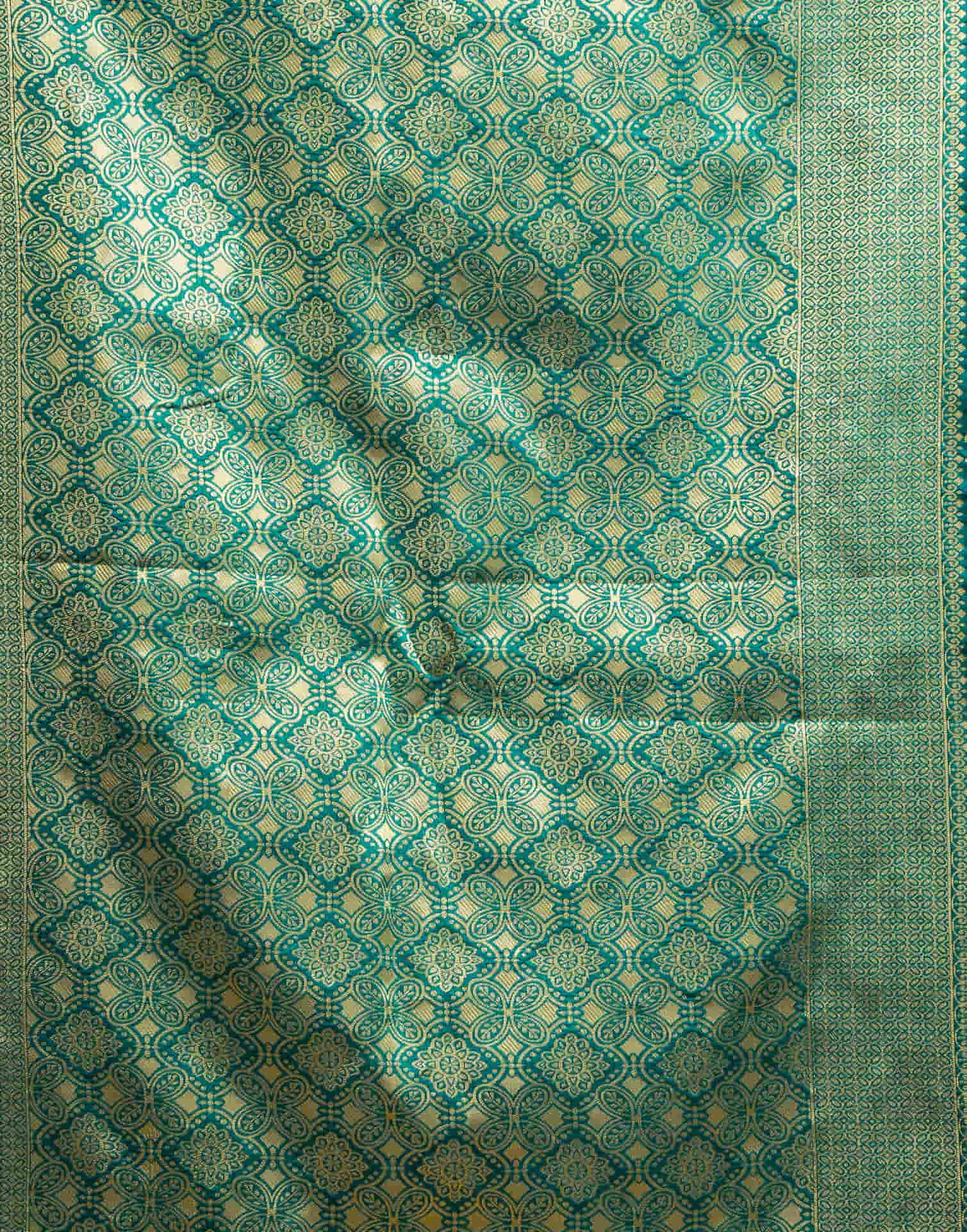 Teal Green Silk Woven Banarasi Saree